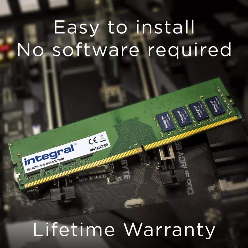 Integral 32GB MODULO RAM PER PC DDR4 3200MHZ PC4-25600 SENZA BUFFER NON-ECC DIMM 1,2V 2GX8 CL22