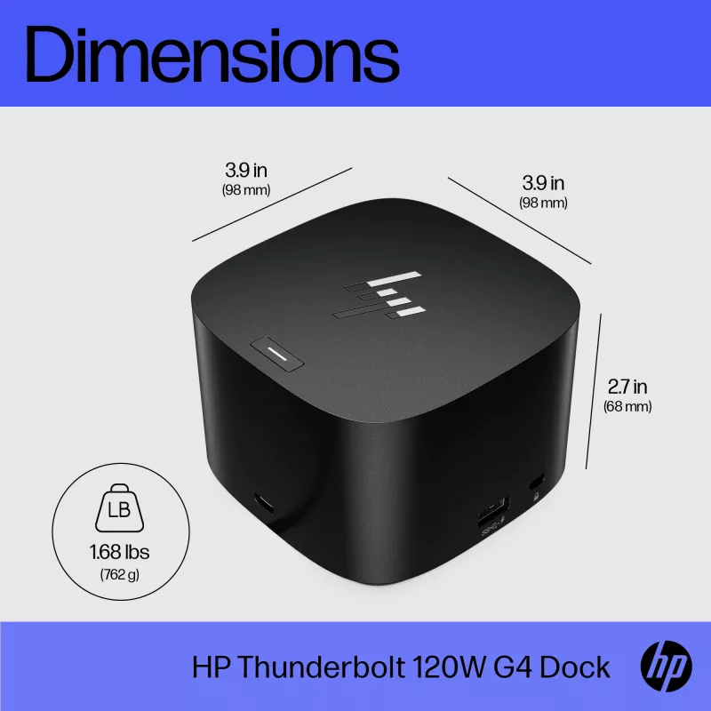 HP Thunderbolt Dock 120W G4, con cavo, Thunderbolt 4, nero, Kensington, Cina, Thailandia, Taiwan, Business