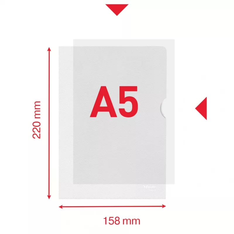Esselte cartella Premium A5, cartella per progetti, A5, polipropilene (PP), trasparente, verticale, 40 fogli