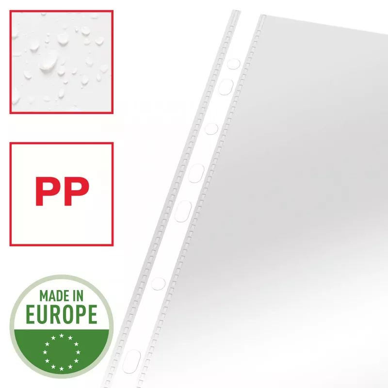 Esselte Pocket 75my A4, 210 x 297 mm (A4), trasparente, polipropilene (PP), verticale, apertura superiore, 0.075 mm
