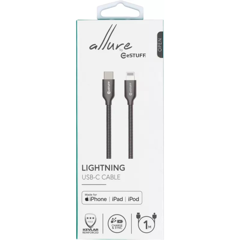 eSTUFF ES602160 cavo Lightning 1 m acciaio inox