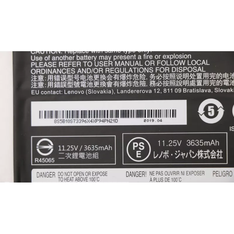 Batteria Lenovo 42Wh agli ioni di litio 5B10S73396 — ricambio interno per laptop, capacità 42 Wh