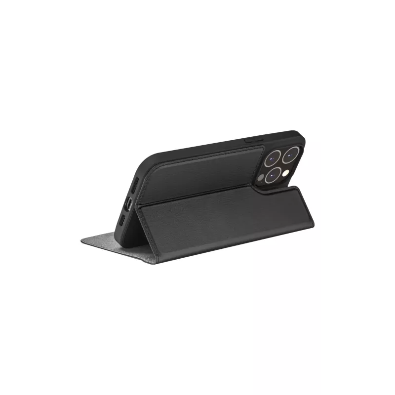 Custodia a libro per telefono dbramante1928 Oslo per iPhone 14 Pro Max — nero, 3 vani per carte, supporto da tavolo, compatibile con 6,7