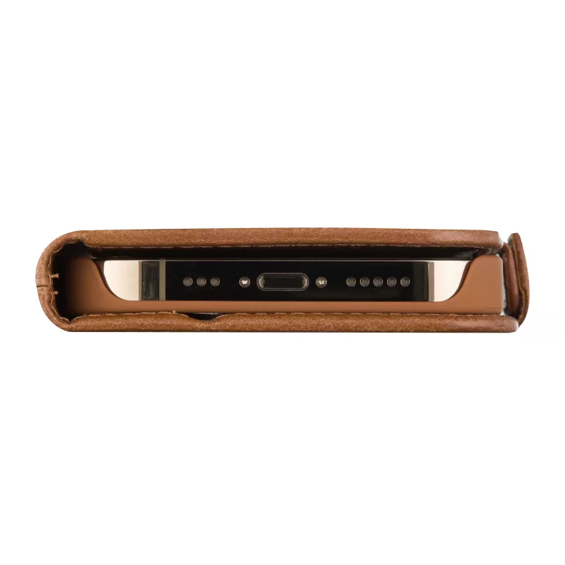 Custodia a libro per telefono dbramante1928 Copenhagen per iPhone 15 Pro – Tan, 3 vani per carte, monocolore marrone