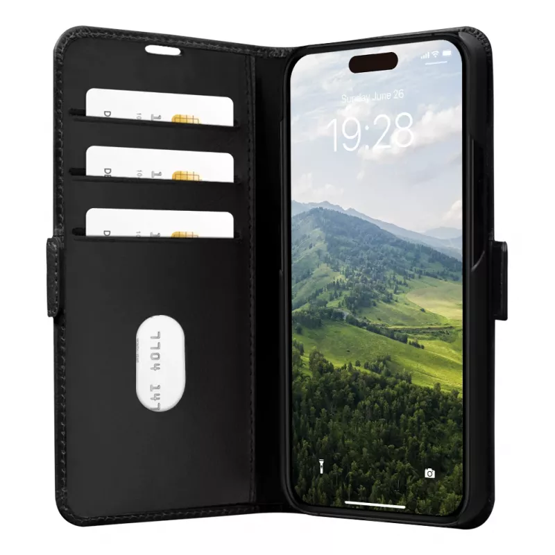 Custodia a libro dbramante1928 iPhone 15 Pro Max nero 3 scomparti per carte