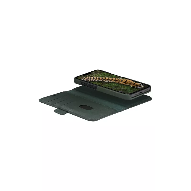Custodia portafoglio dbramante1928 New York per iPhone 14 Pro Max, verde, 3 scomparti per carte, compatibile con 6,7