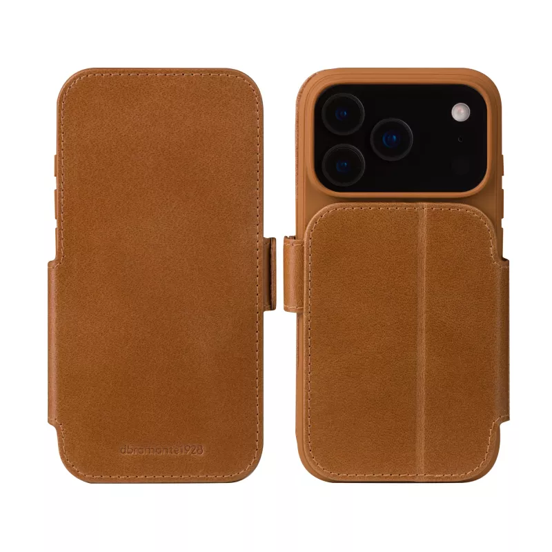 dbramante1928 Copenhagen Custodia a libro in pelle granulata per iPhone 17 Pro Max, tan