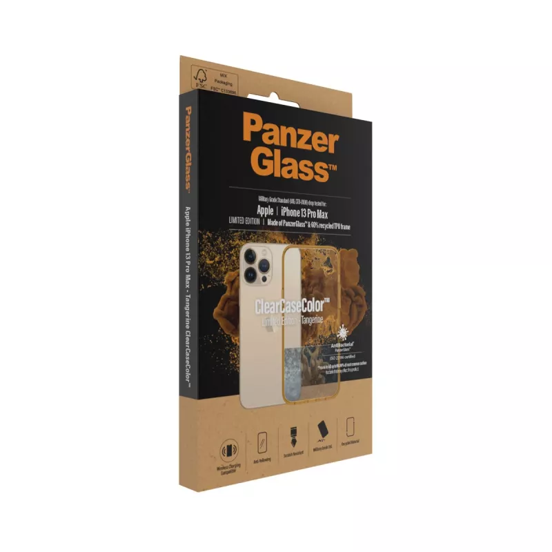 Custodia protettiva ClearCaseColor PanzerGlass per iPhone 13 Pro Max 6,7 pollici – PET e vetro temperato, arancione