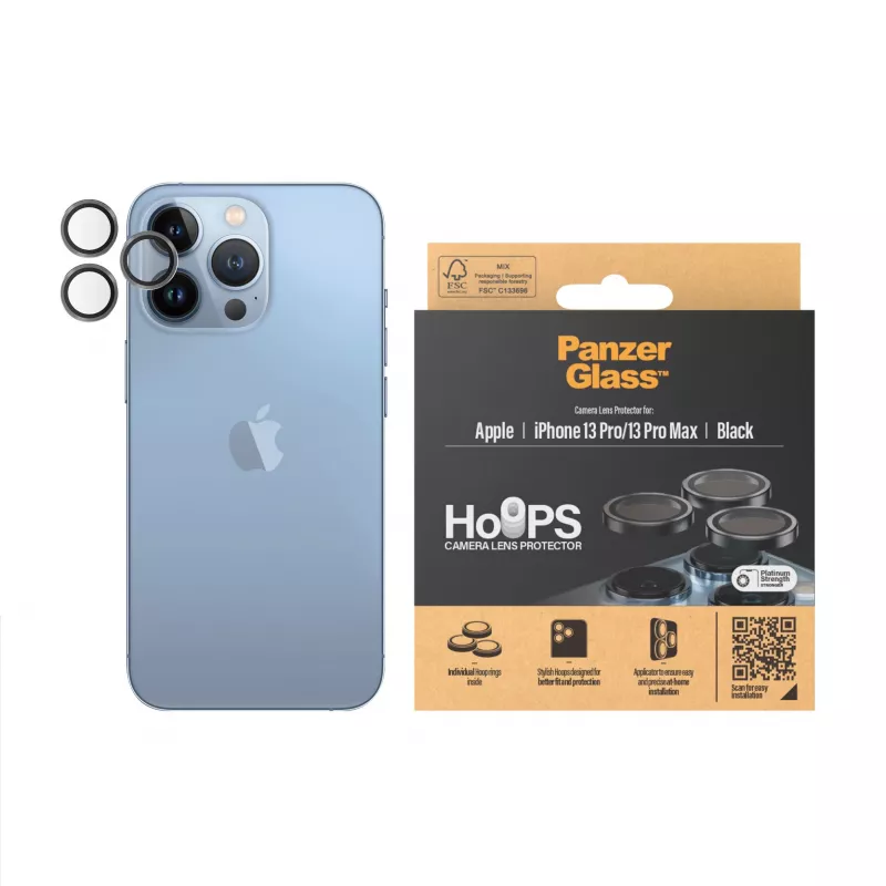 PanzerGlass Hoops protezione lenti fotocamera per iPhone 13 Pro 13 Pro Max nero antigraffio