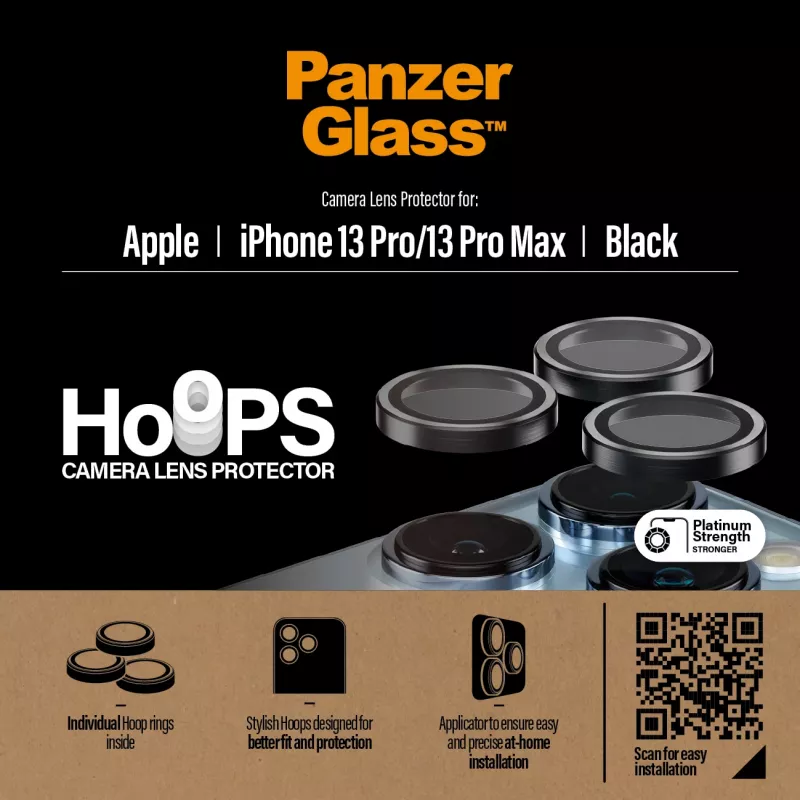 PanzerGlass Hoops protezione lenti fotocamera per iPhone 13 Pro 13 Pro Max nero antigraffio