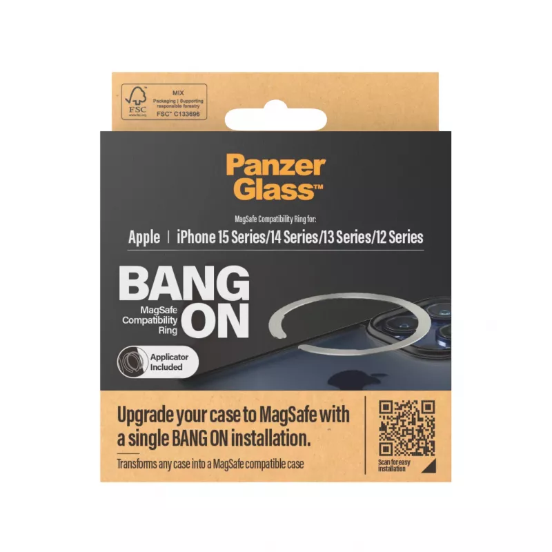 PanzerGlass Bang On Anello di compatibilità MagSafe per iPhone 12/13/14/15, trasparente