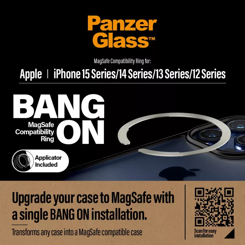 PanzerGlass Bang On Anello di compatibilità MagSafe per iPhone 12/13/14/15, trasparente