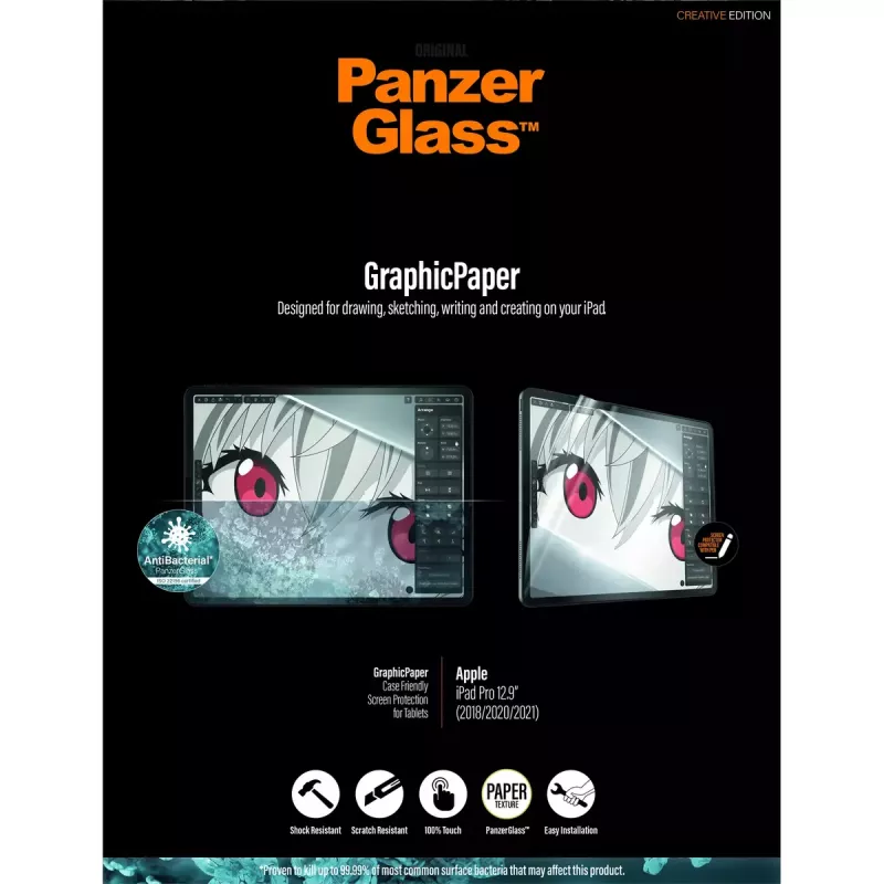 PanzerGlass ® GraphicPaper® pellicola protettiva display iPad Pro 12,9'' (2018–2022) | Vestibilità ultra-wide