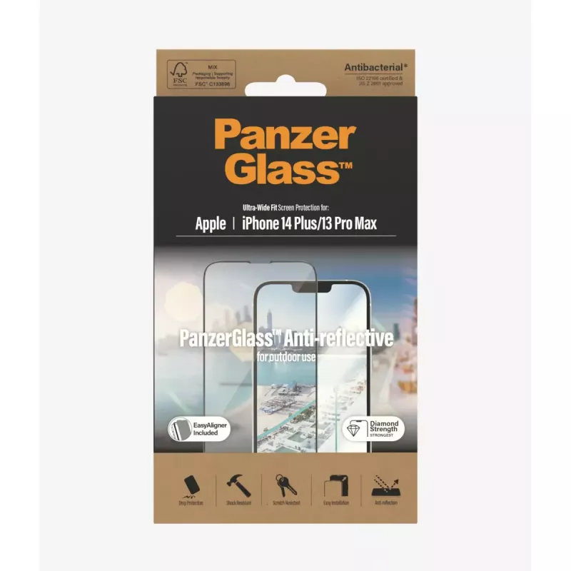 PanzerGlass ® protezione display antiriflesso iPhone 14 Plus | 13 Pro Max | Ultra-Wide Fit con EasyAligner