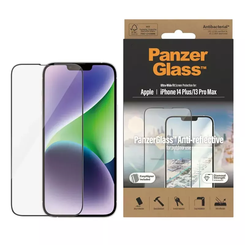 PanzerGlass ® protezione display antiriflesso iPhone 14 Plus | 13 Pro Max | Ultra-Wide Fit con EasyAligner