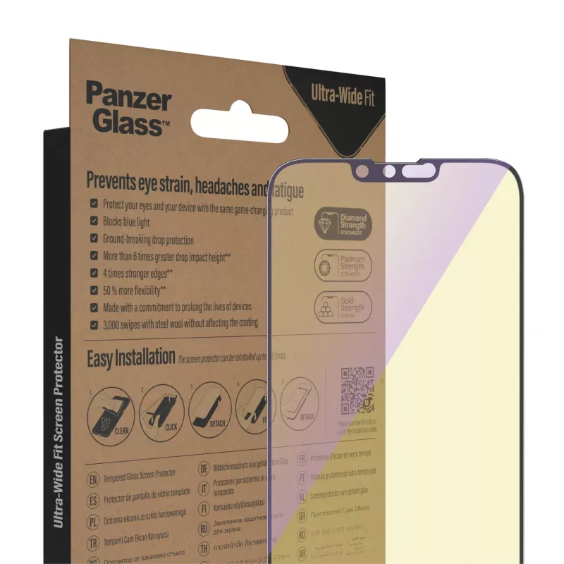 PanzerGlass ® protezione display anti luce blu iPhone 14 Plus | 13 Pro Max | Ultra-Wide Fit con EasyAligner