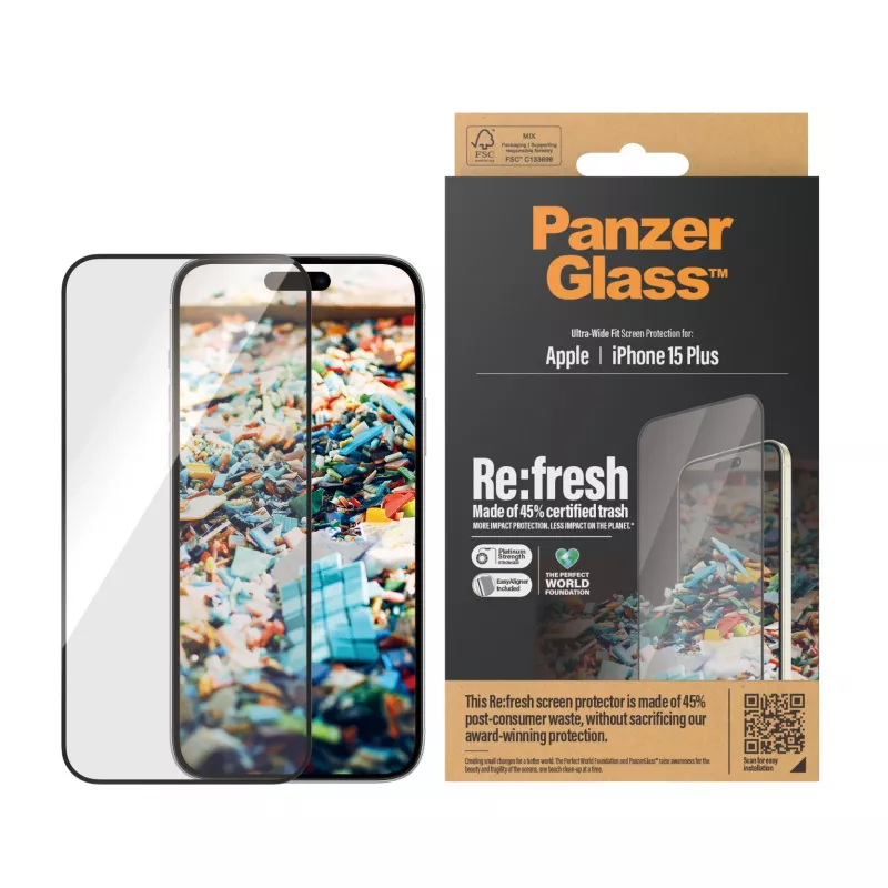 PanzerGlass® Re:fresh pellicola protettiva display iPhone 15 Plus | Ultra-Wide Fit con EasyAligner