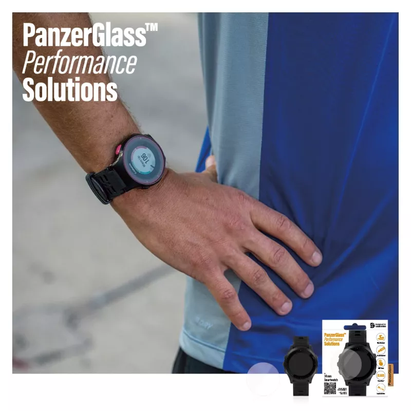 Protezione display PanzerGlass SmartWatch 34mm — vetro temperato 34×34×0,51 mm, trasparente