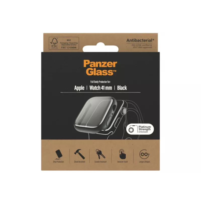 PanzerGlass Pellicola protettiva Full Body per Apple Watch Series 9/8/7 41 mm, nero (3663)