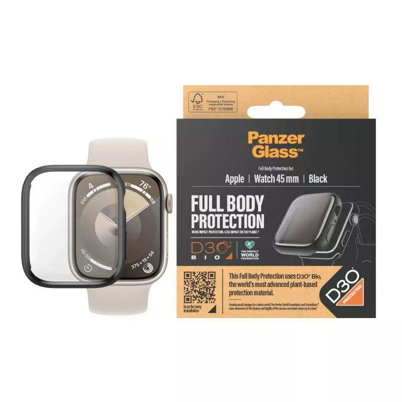 Protezione display Full Body PanzerGlass Apple Watch Series 9 D3O 45mm nero