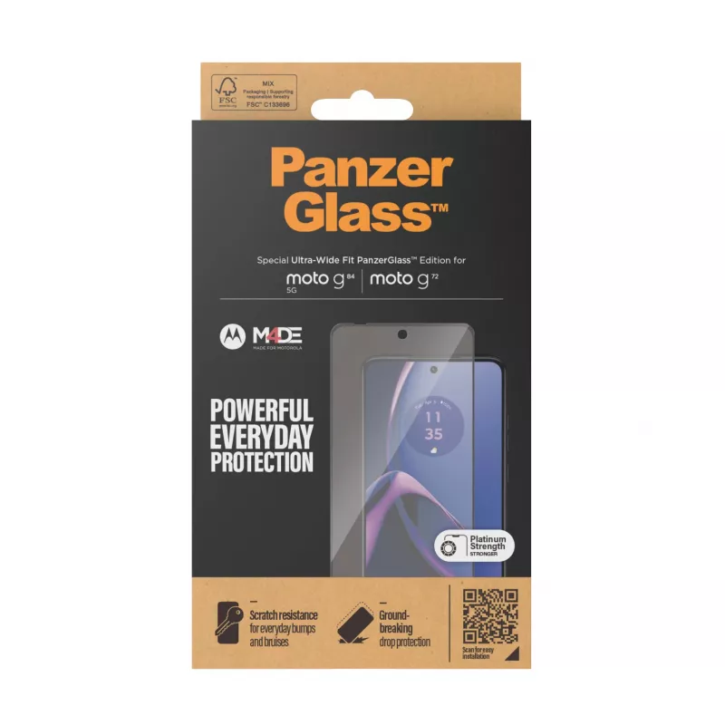 Pellicola protettiva per display PanzerGlass ® Motorola moto g84 | g72 | Ultra-Wide Fit