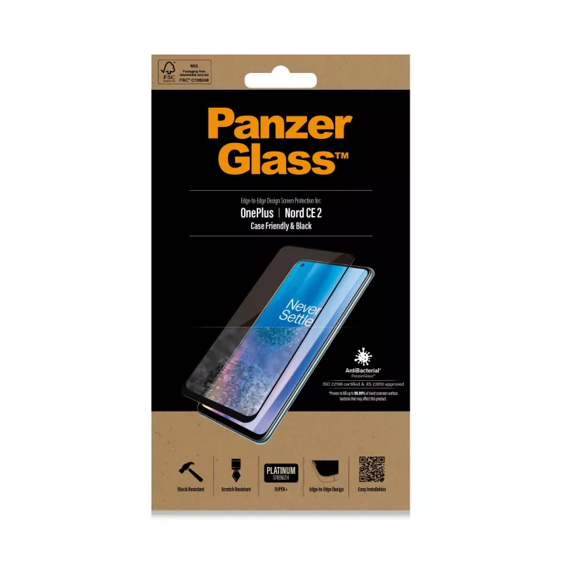 Protezione display PanzerGlass OnePlus Nord 2 CE antigraffio antiurto antibatterica