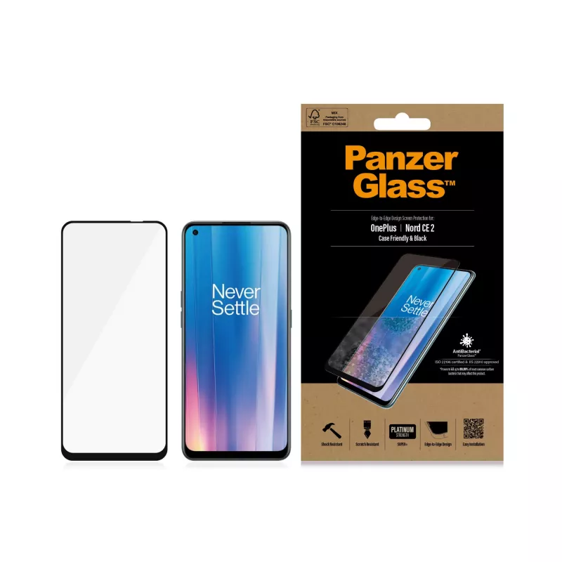 Protezione display PanzerGlass OnePlus Nord 2 CE antigraffio antiurto antibatterica