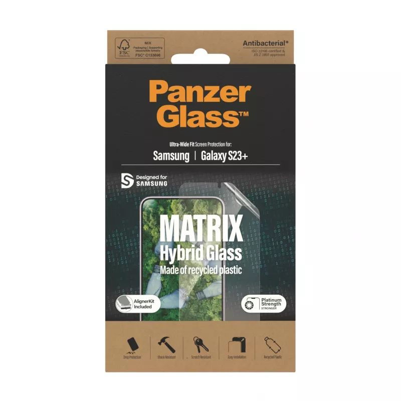 Pellicola protettiva per display ECO MATRIX PanzerGlass ® Samsung Galaxy S23+ | Ultra-Wide Fit con AlignerKit
