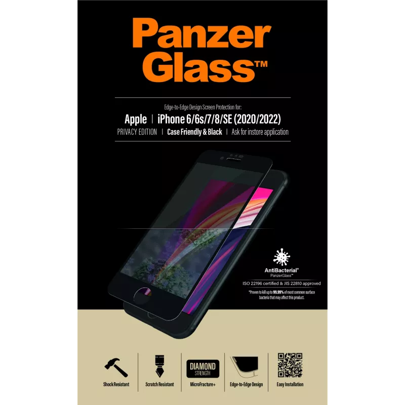Pellicola protettiva privacy PanzerGlass ® iPhone SE (2020/2022) | 8 | 7 | 6 | 6s | Edge-to-Edge