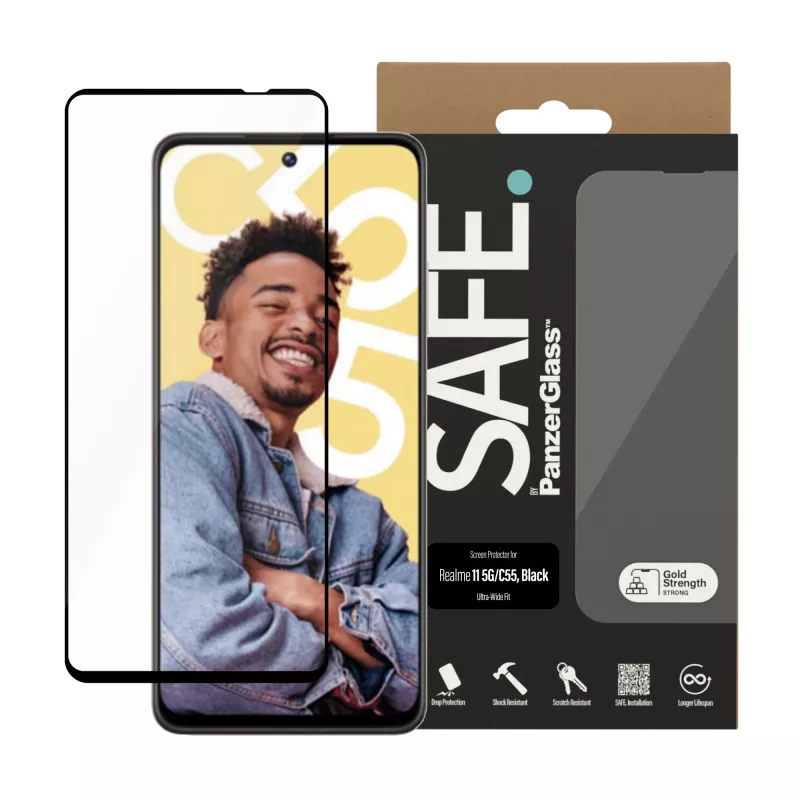 Pellicola protettiva per display SAFE. by PanzerGlass ® Realme 11 5G | C55 | Ultra-Wide Fit