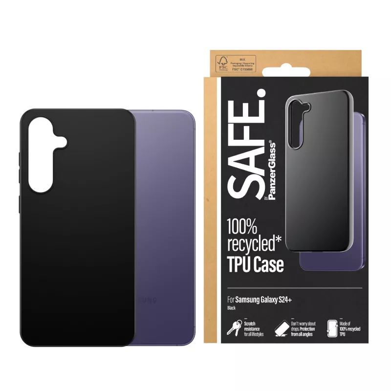 PanzerGlass SAFE. by ® custodia TPU Samsung Galaxy S24+ | nero, cover, Samsung, Samsung - Galaxy S24 Plus, nero
