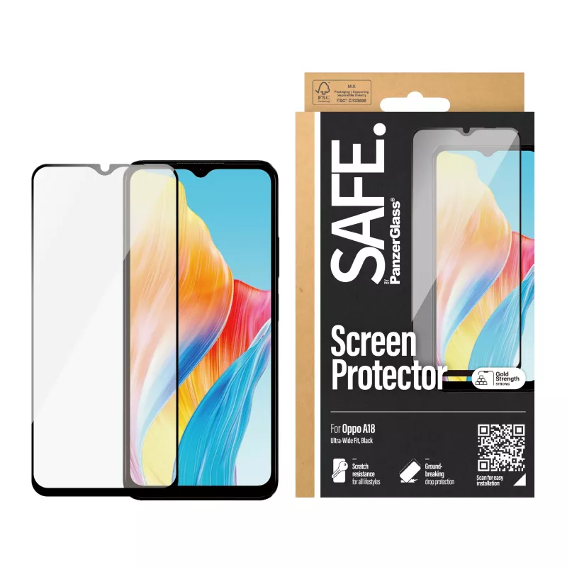 PanzerGlass SAFE. by ® protezione display Oppo A18 | Ultra-Wide Fit