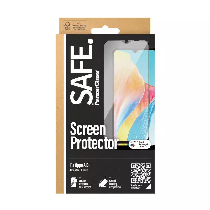 PanzerGlass SAFE. by ® protezione display Oppo A18 | Ultra-Wide Fit