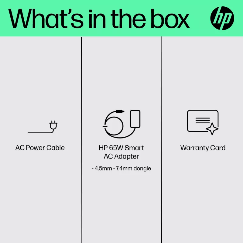 Alimentatore CA Smart HP 65W, laptop, per interni, 65 W, compatibile con HP ProBook 440 G6 Notebook PC; HP ProBook 450 G6 Notebook PC; HP ProBook x360 11..., business, nero