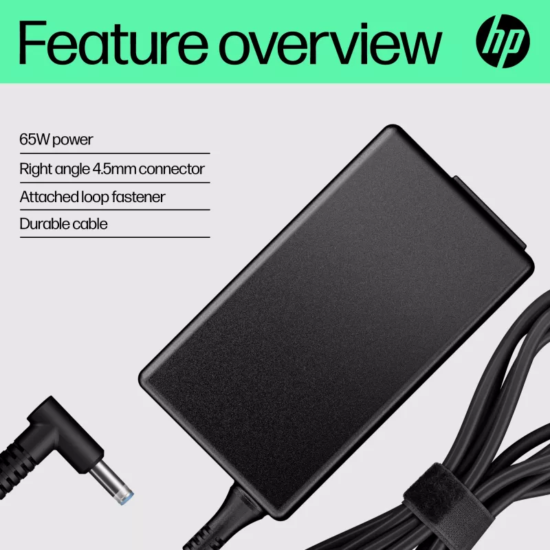 Alimentatore CA Smart HP 65W, laptop, per interni, 65 W, compatibile con HP ProBook 440 G6 Notebook PC; HP ProBook 450 G6 Notebook PC; HP ProBook x360 11..., business, nero