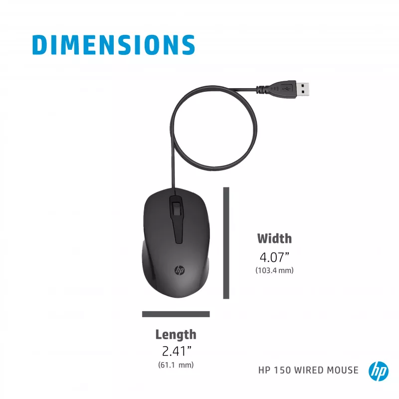 Mouse HP 150 con filo USB Type-A