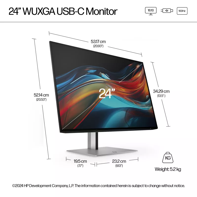 Monitor HP Series 7 Pro 61 cm (24 pollici) WUXGA USB-C – 724pu senza PVC