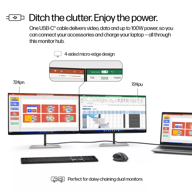 Monitor HP Series 7 Pro 61 cm (24 pollici) WUXGA USB-C – 724pu senza PVC