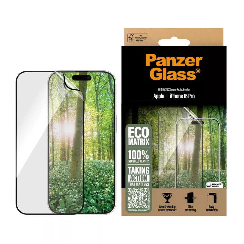 PanzerGlass ® ECO MATRIX protezione display iPhone 16 Pro | Ultra-Wide Fit