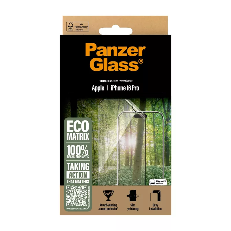 PanzerGlass ® ECO MATRIX protezione display iPhone 16 Pro | Ultra-Wide Fit