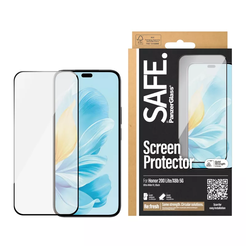 PanzerGlass SAFE. by ® protezione display Honor 200 Lite | X8b 5G | Ultra-Wide Fit