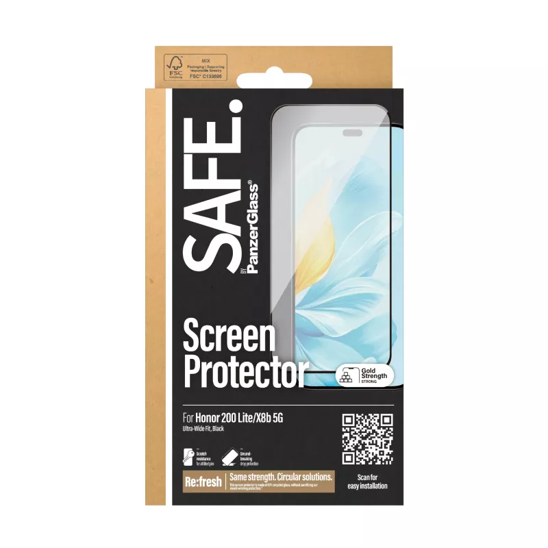 PanzerGlass SAFE. by ® protezione display Honor 200 Lite | X8b 5G | Ultra-Wide Fit