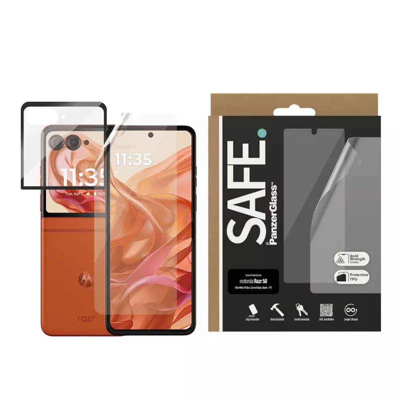 PanzerGlass SAFE. by ® protezione display Motorola Razr 60 | Razr 50 | vetro e pellicola