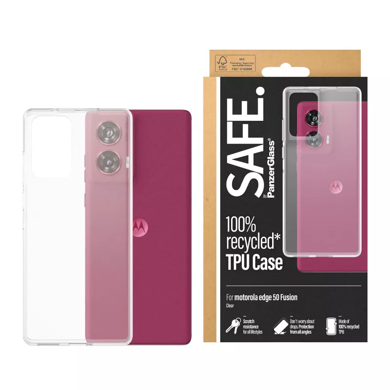 PanzerGlass SAFE. by ® custodia TPU per Motorola Moto edge 50 Fusion | trasparente