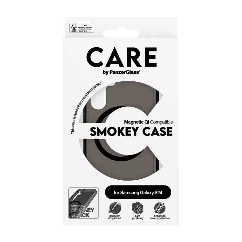 PanzerGlass CARE™ by ® Urban Combat Case fumé con nero compatibile Qi Samsung Galaxy S24