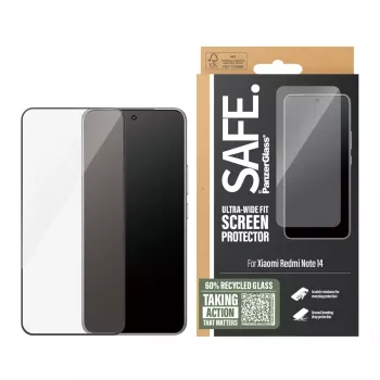 PanzerGlass SAFE. by ® pellicola protettiva display con cornice nera Xiaomi Redmi Note 14 | Ultra-Wide Fit
