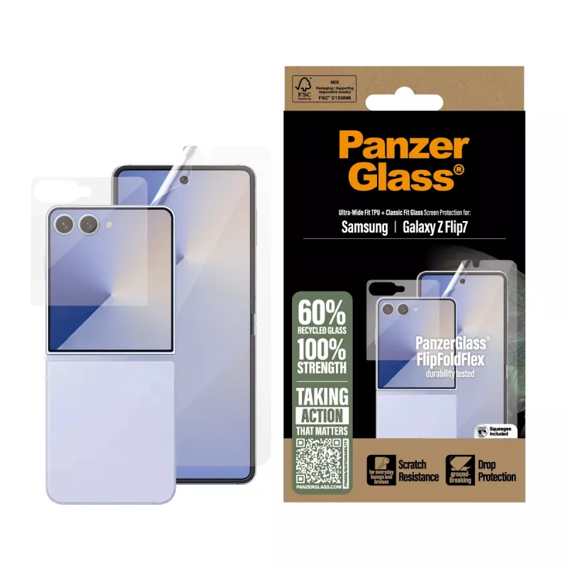 PanzerGlass set protezione FlipFoldFlex 2-in-1 Classic Fit vetro + pellicola TPU Ultra-Wide per Samsung