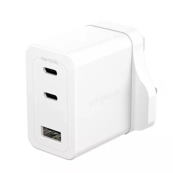 PanzerGlass empower™ by ® Turbo 70W caricabatterie multiplo incl. 2 x USB-C + USB-A | spina UK | bianco argento