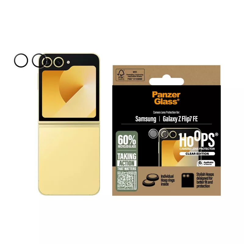PanzerGlass® Hoops® protezione obiettivo fotocamera trasparente Samsung Galaxy Z Flip7 FE