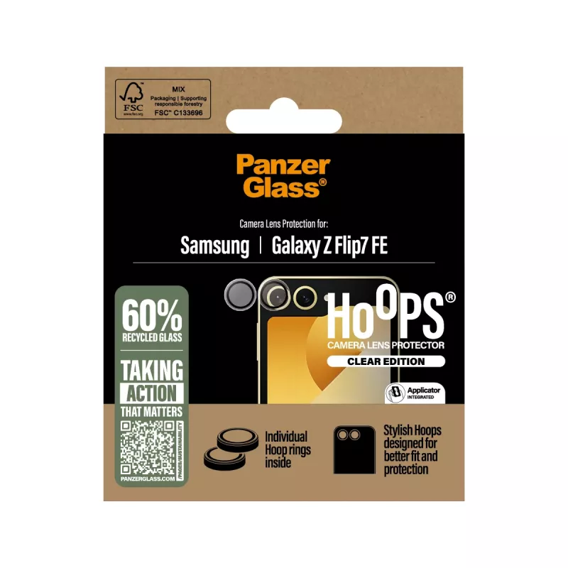 PanzerGlass® Hoops® protezione obiettivo fotocamera trasparente Samsung Galaxy Z Flip7 FE